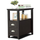 Set of 2 End Table Wooden with 2 Drawer & Shelf Bedside Table