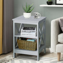 3-Tier Nightstand End Table with X Design Storage