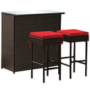 3PCS Patio Rattan Wicker Bar Table Stools Dining Set-Turquoise