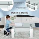 Rectangle Glass Coffee Table with Metal Legs for Living Room