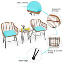 3-Piece Rattan Bistro Set with Cushions and Glass Table