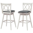 2 Pieces 29 Inches Swivel Counter Height Barstool Set with Rubber Wood Legs