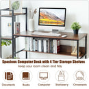 59-Inch Computer Desk Home Office Workstation 4-Tier Storage Shelves