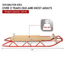 54 Inch Wood Snow Sled with Metal Runners and Steering Bar