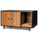 Cat Litter Box Enclosure with Divider and Double Doors-Coffee