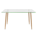 Modern Glass Rectangular Dining Table with Metal Legs