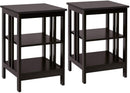 2 Pieces 3-Tier Nightstand with Reinforced Bars and Stable Structure