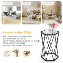 Hexagonal Accent End Table with Tempered Glass Top and Metal Frame