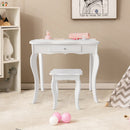 Kids Makeup Dressing Mirror Vanity Table Stool Set