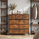 9-Drawer Fabric Dresser with Wooden Top for Bedroom