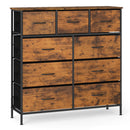 9-Drawer Fabric Dresser with Wooden Top for Bedroom