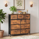 9-Drawer Fabric Dresser with Wooden Top for Bedroom