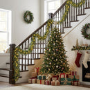 9 FT Pre-lit Artificial Cypress Christmas Garland with 50 Warm White LED Lights and 130 Branch Tips