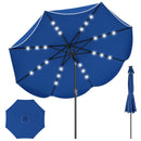 9 FT Scalloped Solar Patio Umbrella Market Table Umbrella with 24 LED Lights