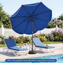 9 FT Scalloped Solar Patio Umbrella Market Table Umbrella with 24 LED Lights