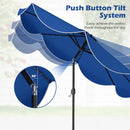 9 FT Scalloped Solar Patio Umbrella Market Table Umbrella with 24 LED Lights