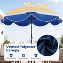 9 FT Scalloped Solar Patio Umbrella Market Table Umbrella with 24 LED Lights