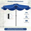 9 FT Scalloped Solar Patio Umbrella Market Table Umbrella with 24 LED Lights