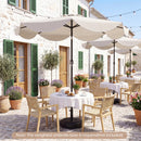 9 FT Scalloped Solar Patio Umbrella Market Table Umbrella with 24 LED Lights