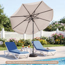9 FT Scalloped Solar Patio Umbrella Market Table Umbrella with 24 LED Lights