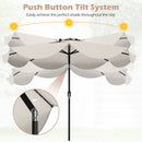 9 FT Scalloped Solar Patio Umbrella Market Table Umbrella with 24 LED Lights