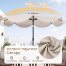 9 FT Scalloped Solar Patio Umbrella Market Table Umbrella with 24 LED Lights