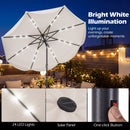 9 FT Scalloped Solar Patio Umbrella Market Table Umbrella with 24 LED Lights