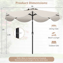 9 FT Scalloped Solar Patio Umbrella Market Table Umbrella with 24 LED Lights