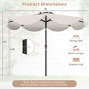 9 FT Scalloped Solar Patio Umbrella Market Table Umbrella with 24 LED Lights