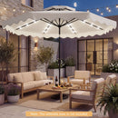 9 FT Solar LED Patio Umbrella Push-Button Tilt and Crank 24 LED Lights and 8 Ribs