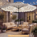 9 FT Solar LED Patio Umbrella Push-Button Tilt and Crank 24 LED Lights and 8 Ribs