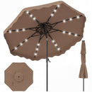 9 FT Solar LED Patio Umbrella Push-Button Tilt and Crank 24 LED Lights and 8 Ribs