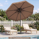 9 FT Solar LED Patio Umbrella Push-Button Tilt and Crank 24 LED Lights and 8 Ribs