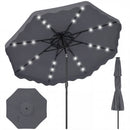 9 FT Solar LED Patio Umbrella Push-Button Tilt and Crank 24 LED Lights and 8 Ribs