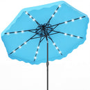 9 FT Solar LED Patio Umbrella Push-Button Tilt and Crank 24 LED Lights and 8 Ribs