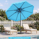 9 FT Solar LED Patio Umbrella Push-Button Tilt and Crank 24 LED Lights and 8 Ribs