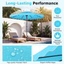 9 FT Solar LED Patio Umbrella Push-Button Tilt and Crank 24 LED Lights and 8 Ribs
