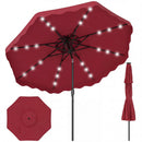 9 FT Solar LED Patio Umbrella Push-Button Tilt and Crank 24 LED Lights and 8 Ribs