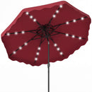 9 FT Solar LED Patio Umbrella Push-Button Tilt and Crank 24 LED Lights and 8 Ribs