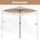 9 Feet Round Patio Umbrella with 18 Fiberglass Ribs