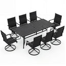 9-Piece Outdoor Dining Set for 8 with Umbrella Hole and 8 Chairs