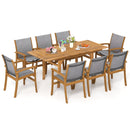 9 Pieces Acacia Wood Patio Dining Set for 6