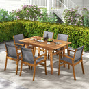9 Pieces Acacia Wood Patio Dining Set for 6