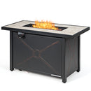 9 Pieces Outdoor Patio Furniture Set with 42 Inch Propane Fire Pit Table
