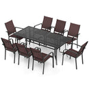 9 Pieces Patio Dining Set for 8 Outdoor Rectangular Table and Stackable Chairs