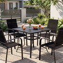 5 Pieces Patio Dining Set for 4 Outdoor Square Table and Stackable Chairs