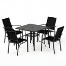 5 Pieces Patio Dining Set for 4 Outdoor Square Table and Stackable Chairs