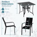 5 Pieces Patio Dining Set for 4 Outdoor Square Table and Stackable Chairs