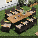 9 Pieces Patio PE Wicker Dining Set with Cushions and Umbrella Hole