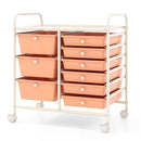 9-Drawer Rolling Storage Cart with Colorful Drawers and Metal Frame